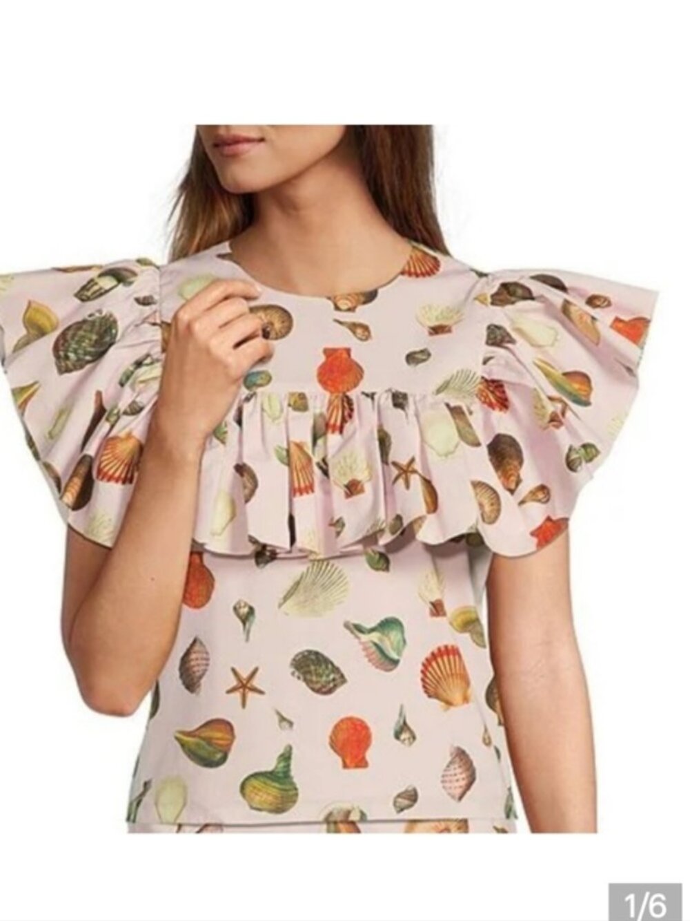 Seashell Print Ruffle Bib Top Size 2 NWT